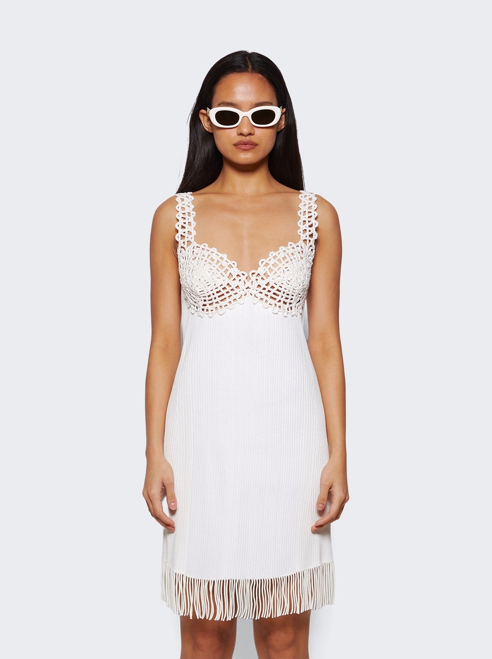 Rib Knit Lace Dress Optic White - 3