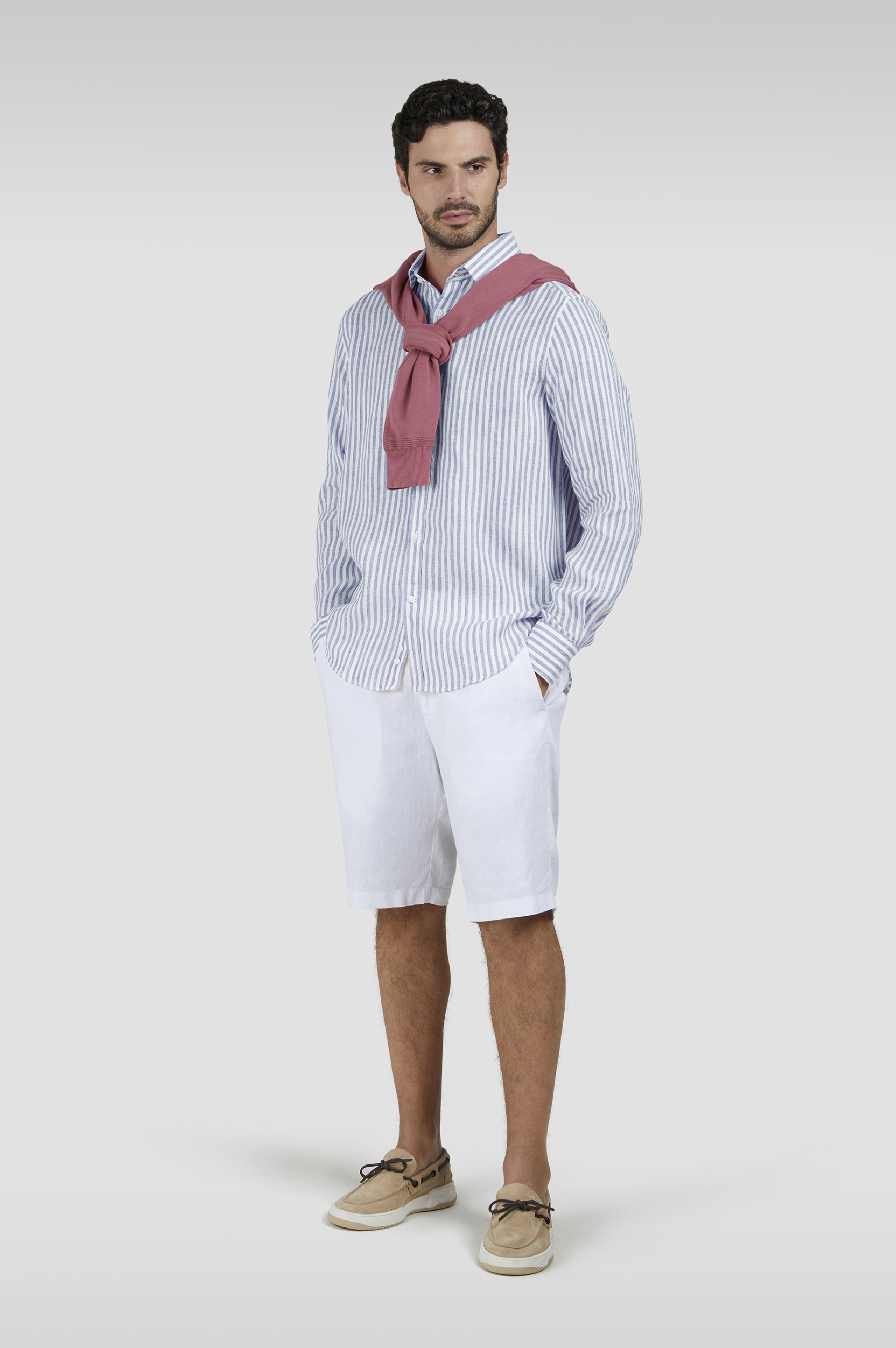 LINEN SHIRT WITH FRENCH COLLAR - 2