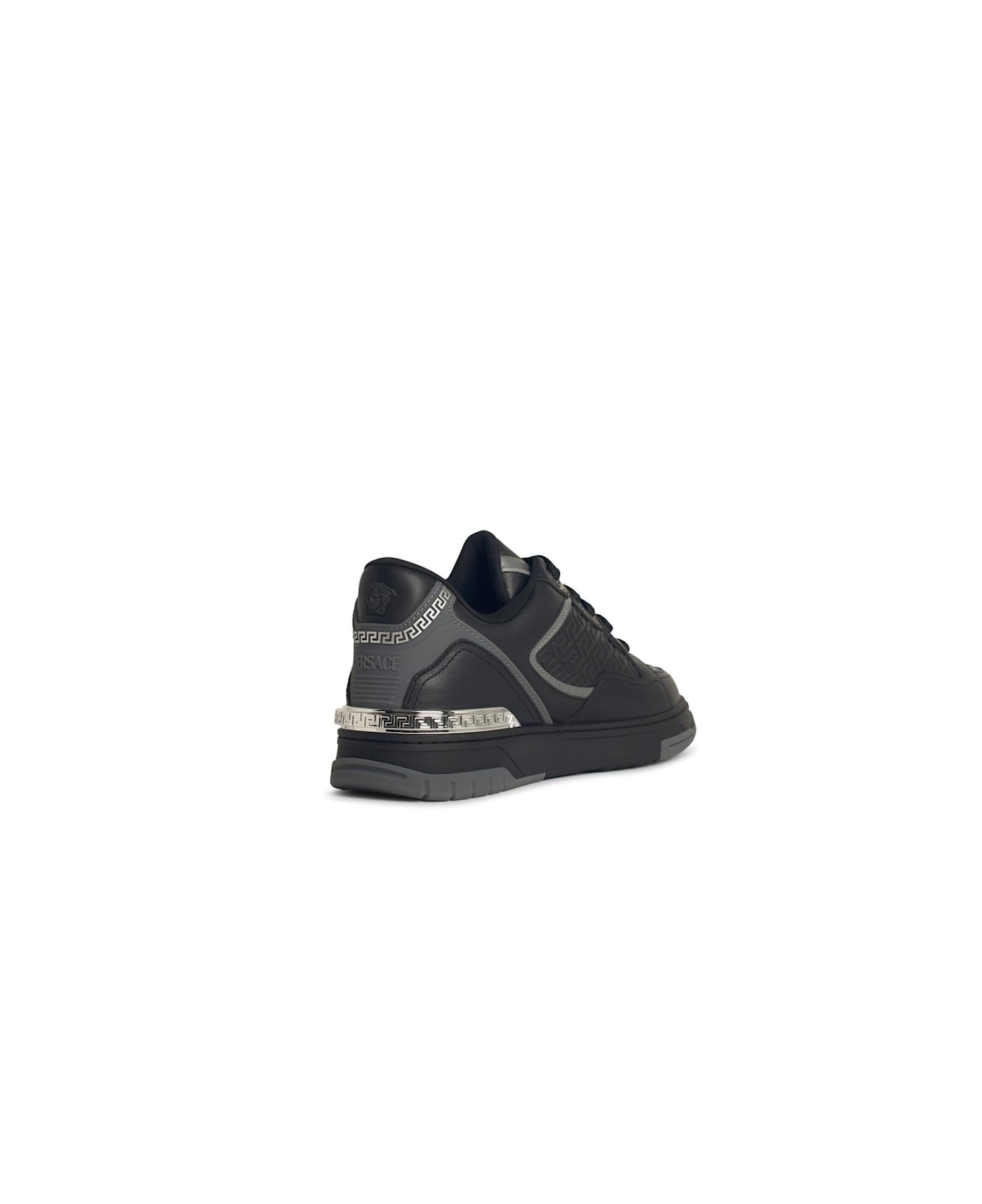 'greca' Black Leather Blend Sneakers - 3