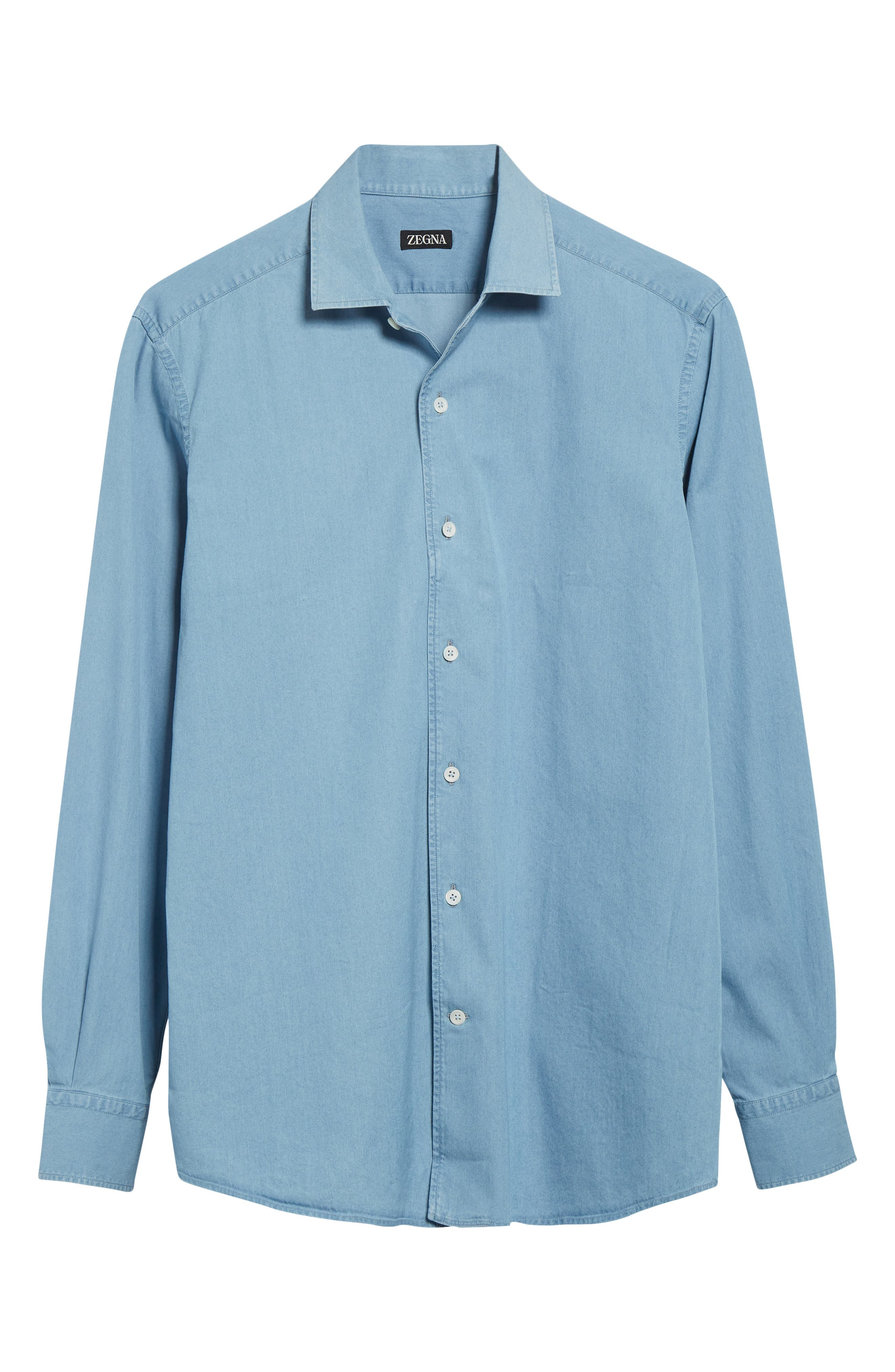 ZEGNA Denim Button-Up Shirt in Light Blue at Nordstrom - 5