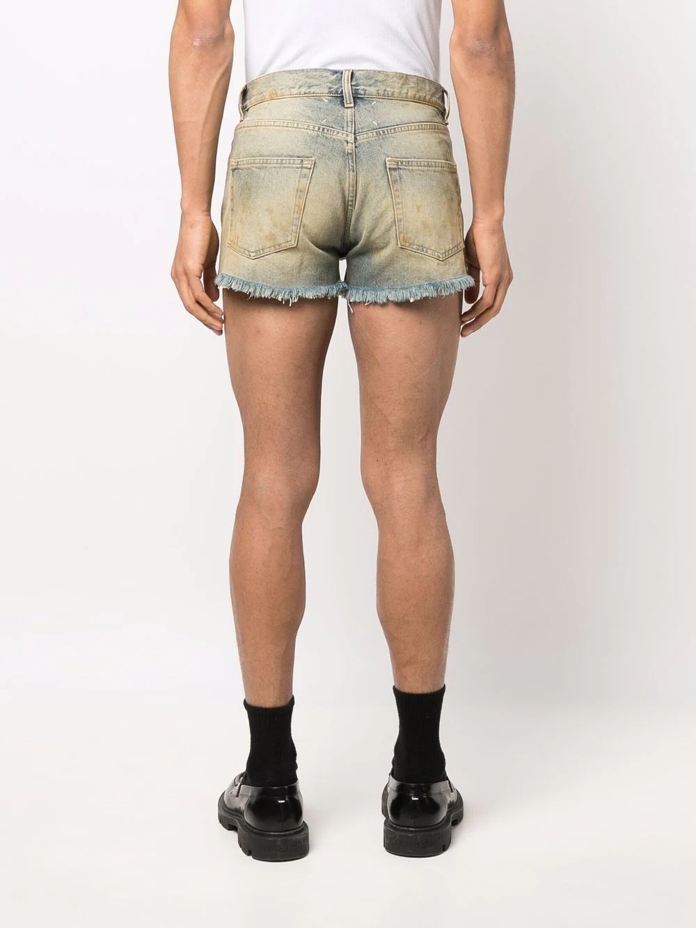 dirt-effect denim shorts - 4