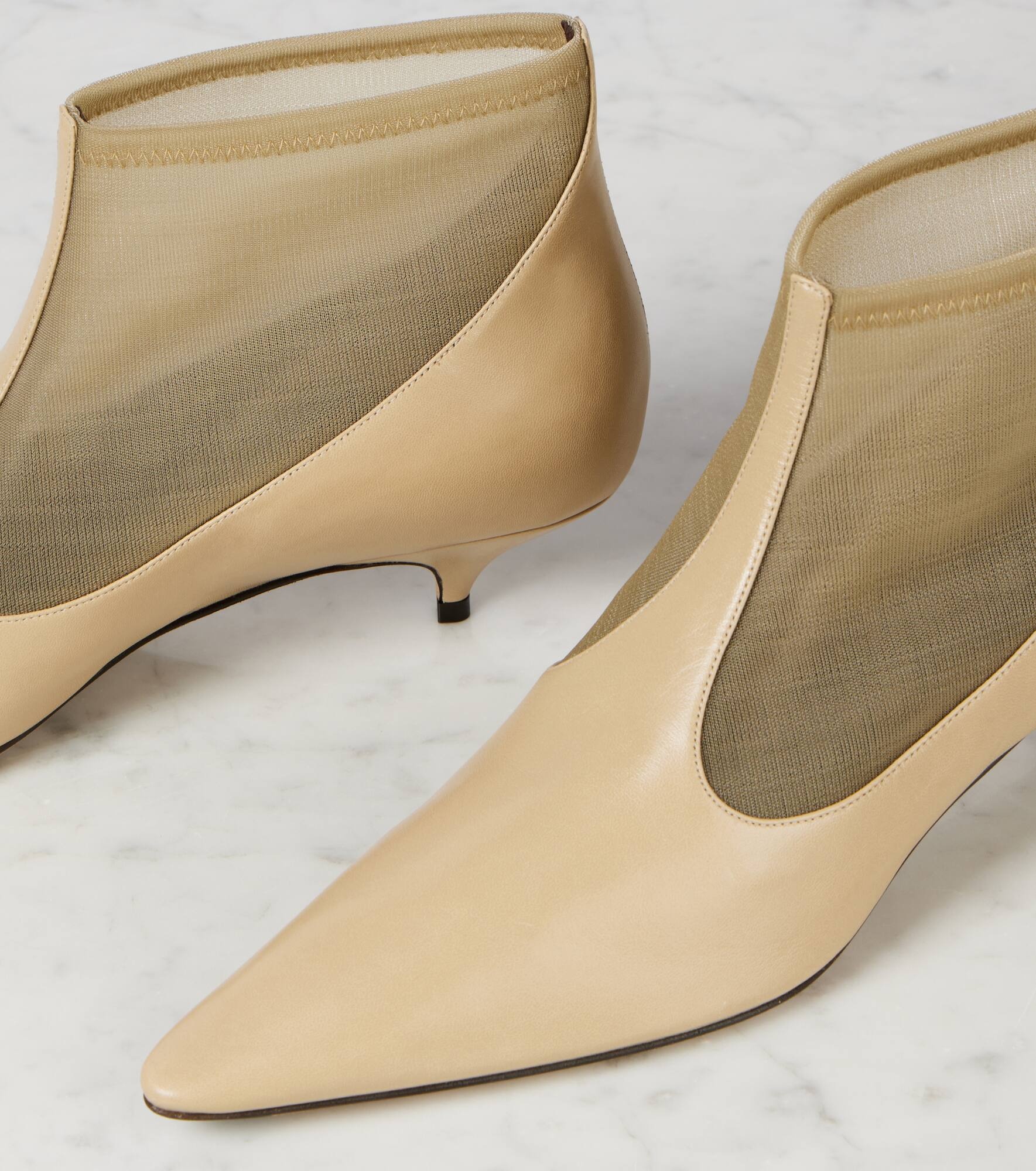 Leather and mesh ankle boots - 5