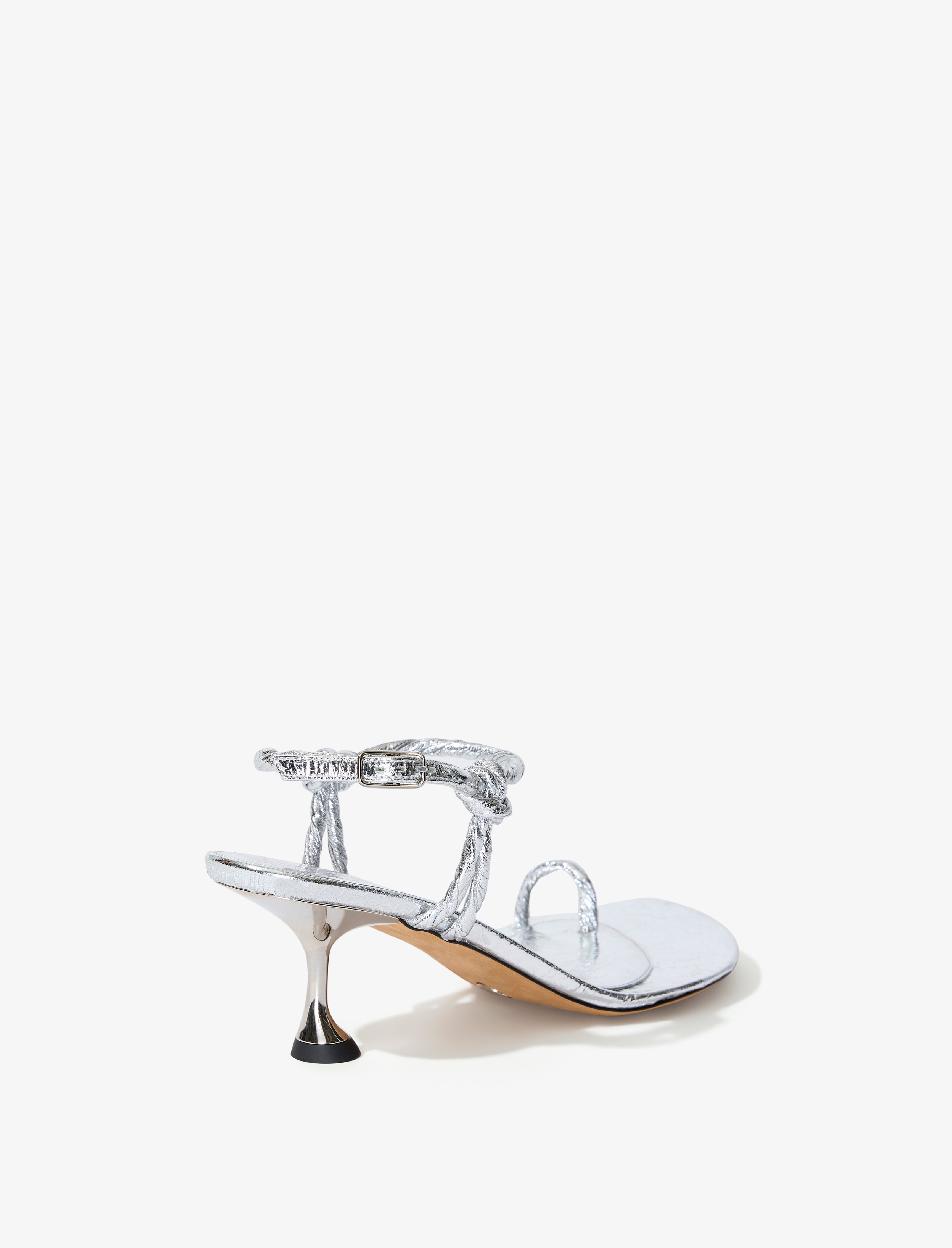 Tee Toe Ring Sandals in Crinkled Metallic - 3