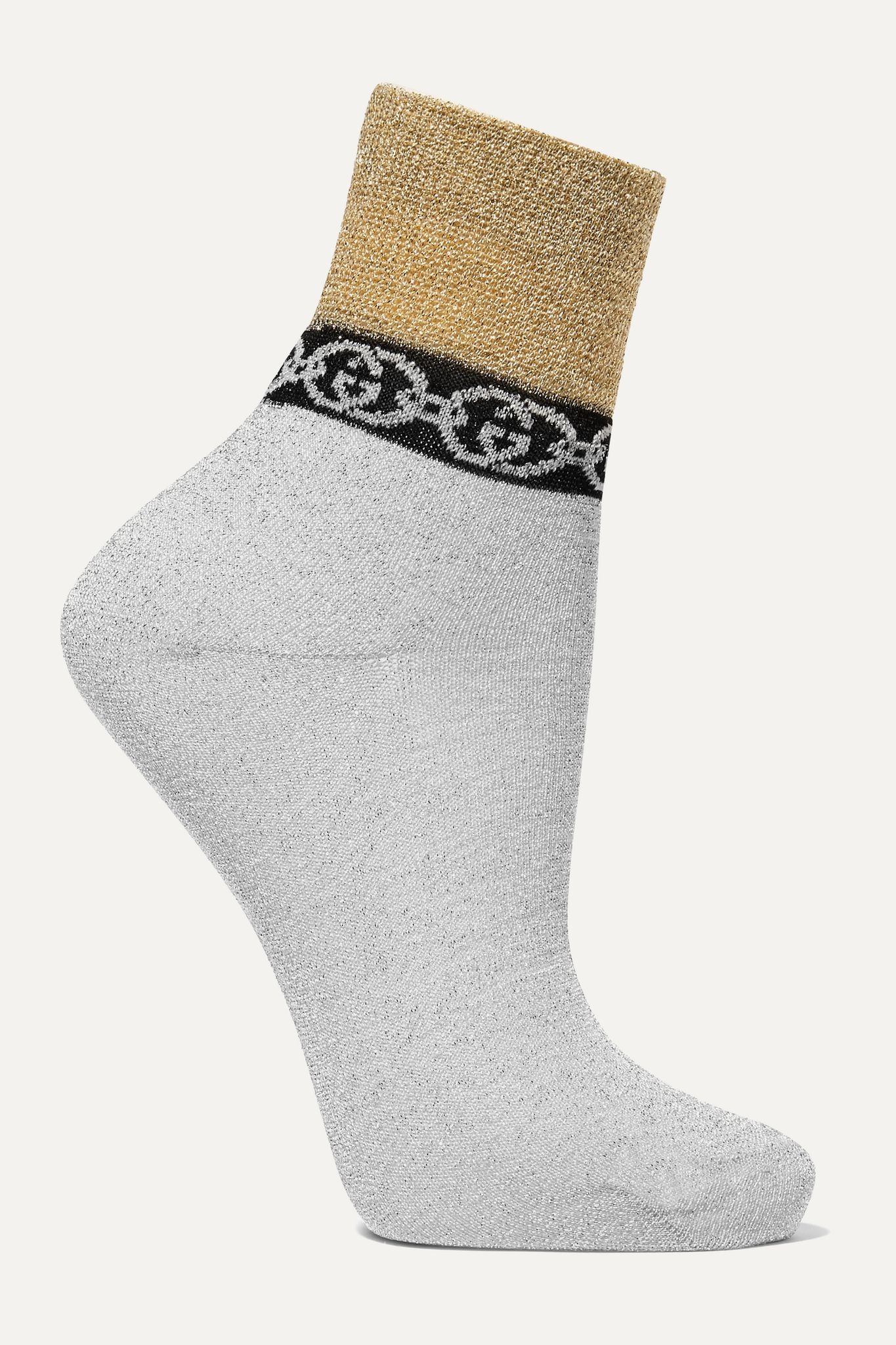 Metallic jacquard-knit socks - 1