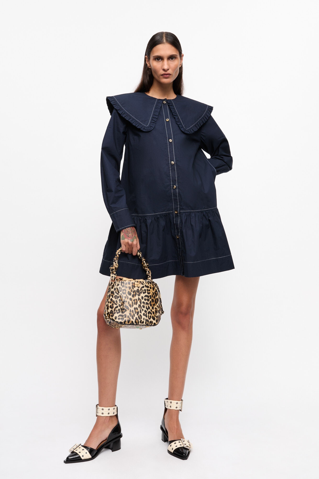 LEOPARD GANNI BOU BUCKET BAG - 4