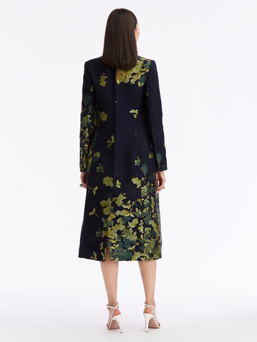 DOUBLE BREASTED ACORN JACQUARD COAT - 2