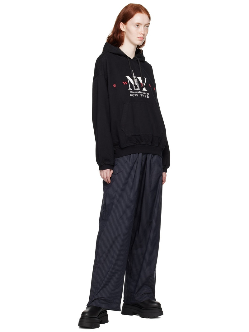 Alexander Wang Black Printed Denim Hoodie outlook
