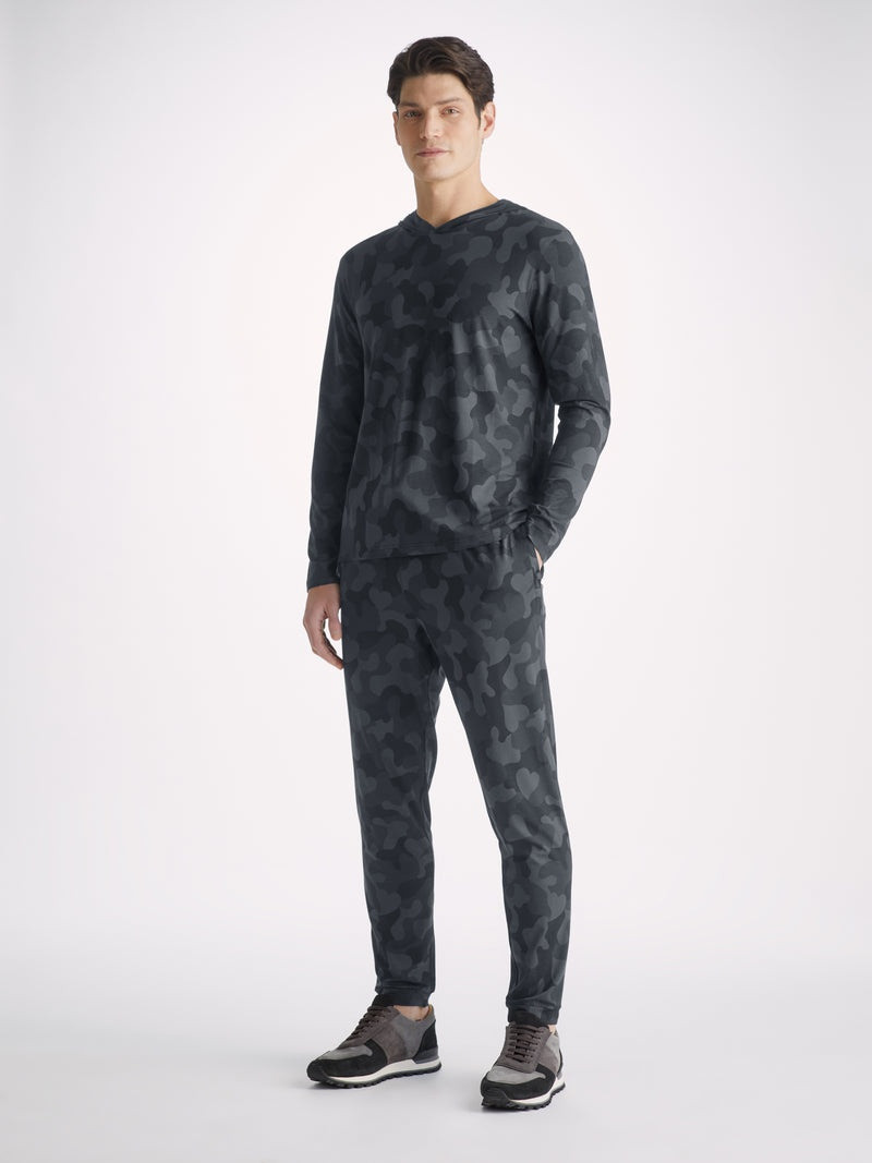 Derek Rose Men's Track Pants London 11 Micro Modal Black outlook