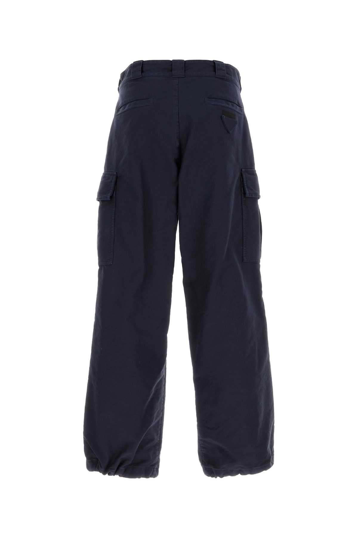 Prada Men Navy Blue Twill Cargo Pant - 2