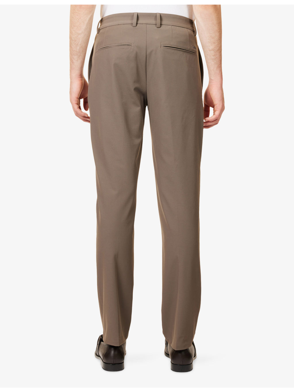 Logo-Plaque Flat Front Woven Trousers - 4