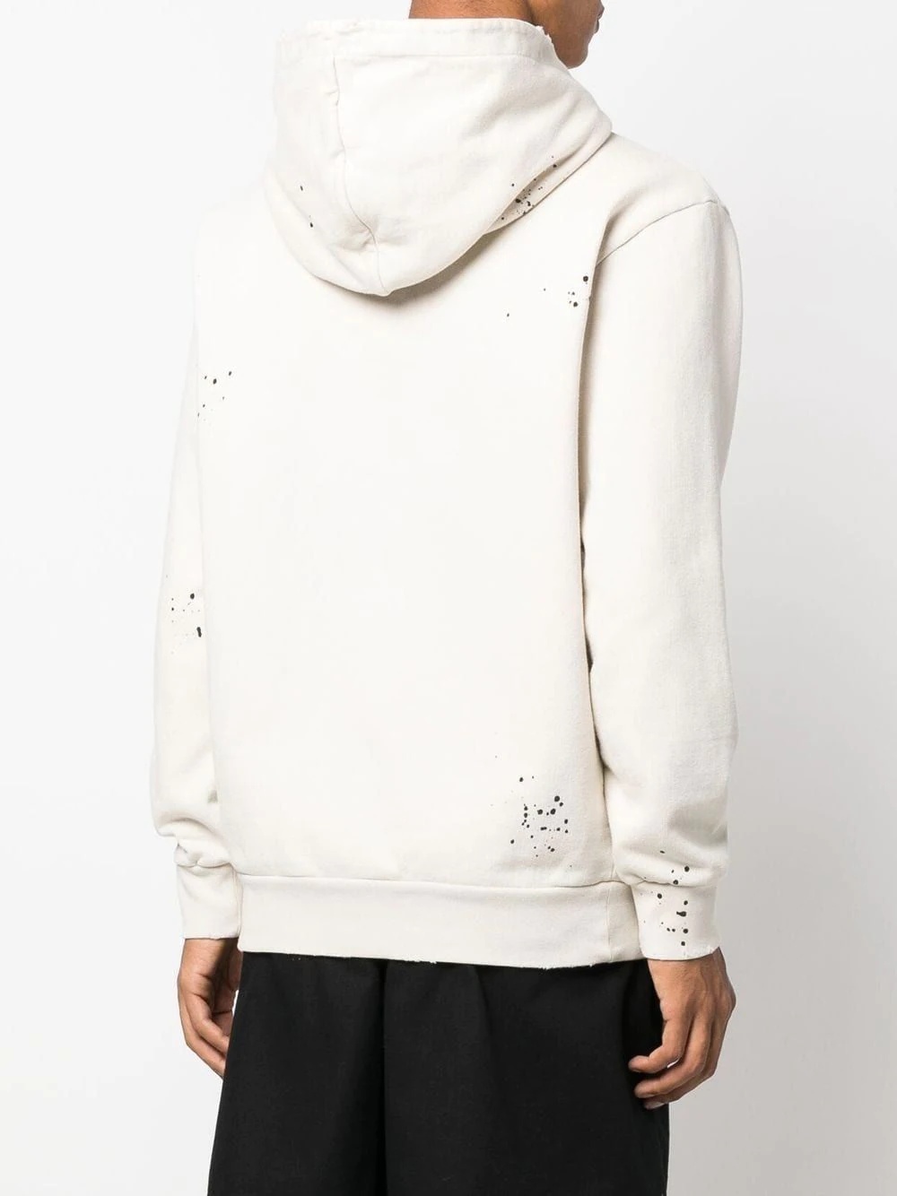 slogan-print paint splatter hoodie - 4