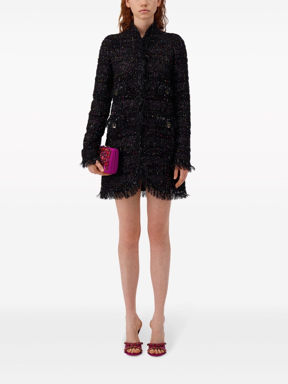 sequin-detail tweed minidress - 3