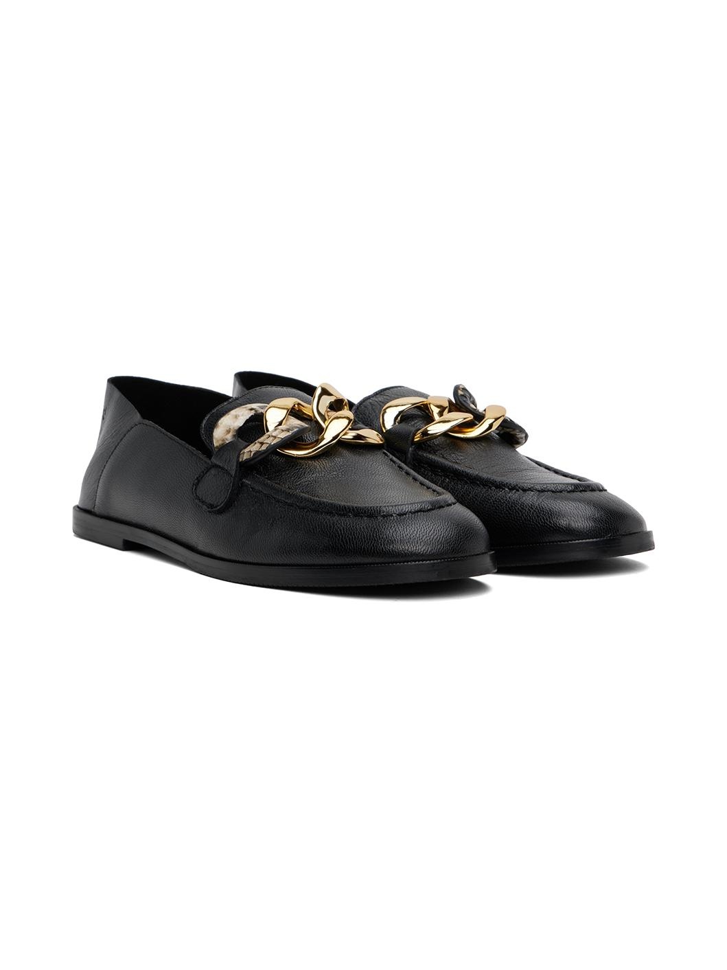 Black Chain Line Loafers - 4