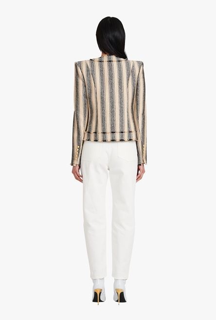 Ecru and black cotton piqué jacket - 3