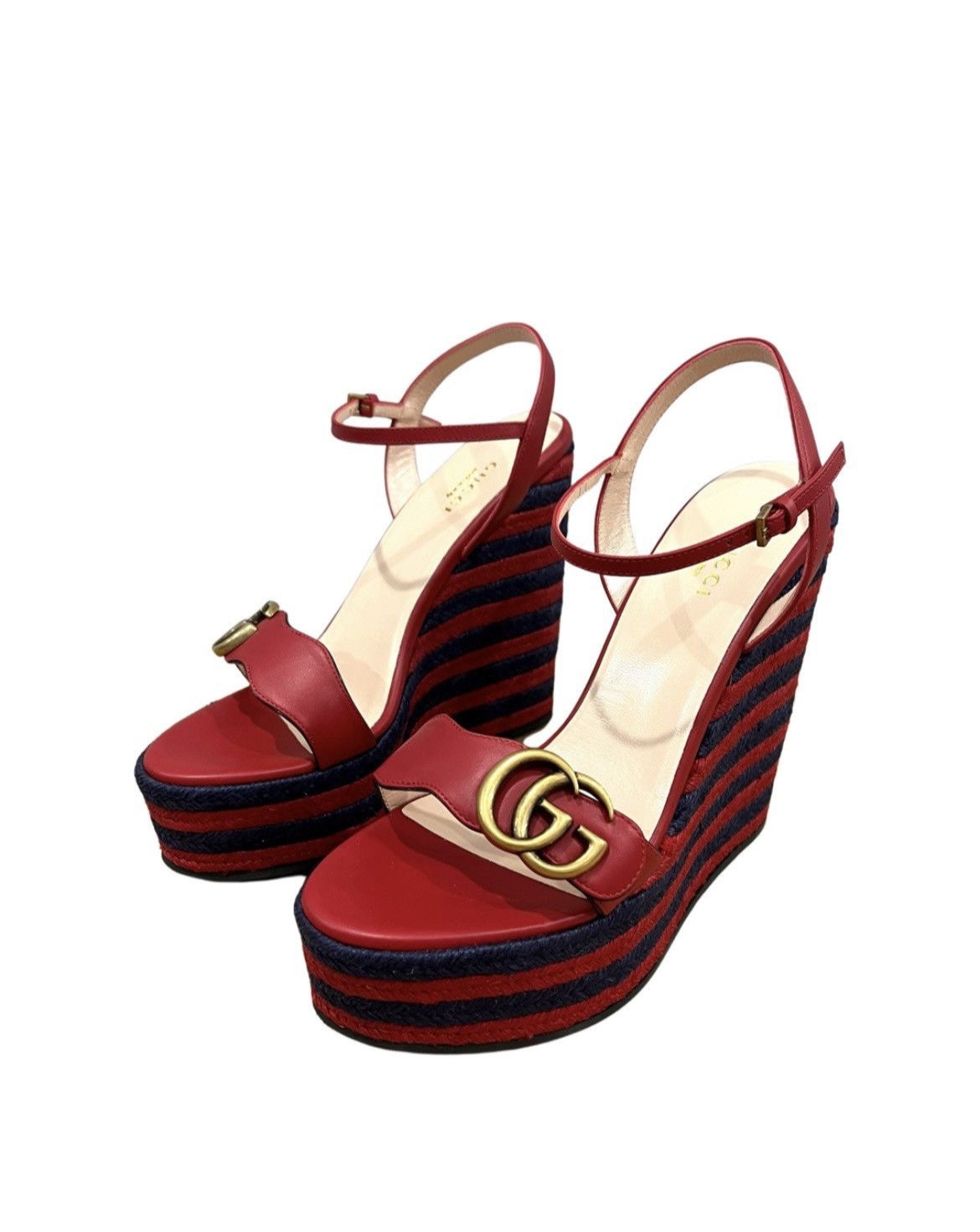 Gucci Marmont Double G Leather Espadrille Platform Sandals - 3