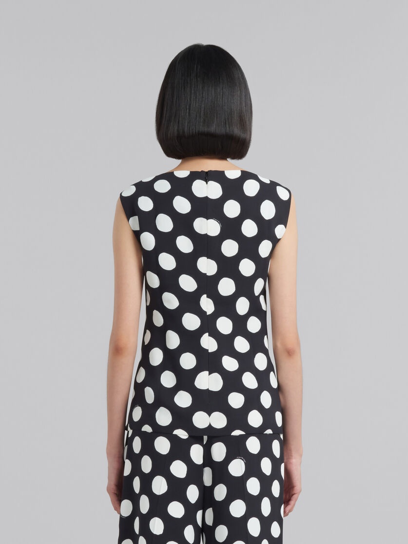 BLACK CADY BOAT-NECK TOP WITH POLKA DOTS - 3