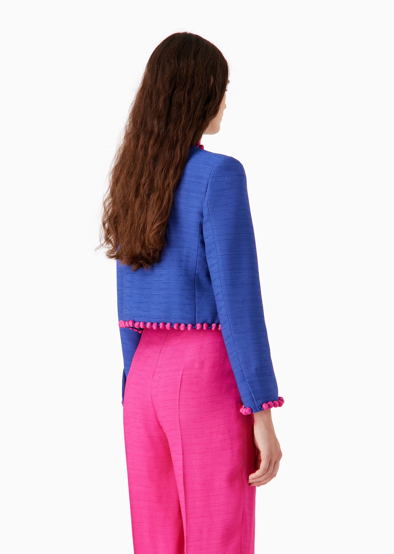 Viscose-crêpe jacket with pom-pom passementerie - 3