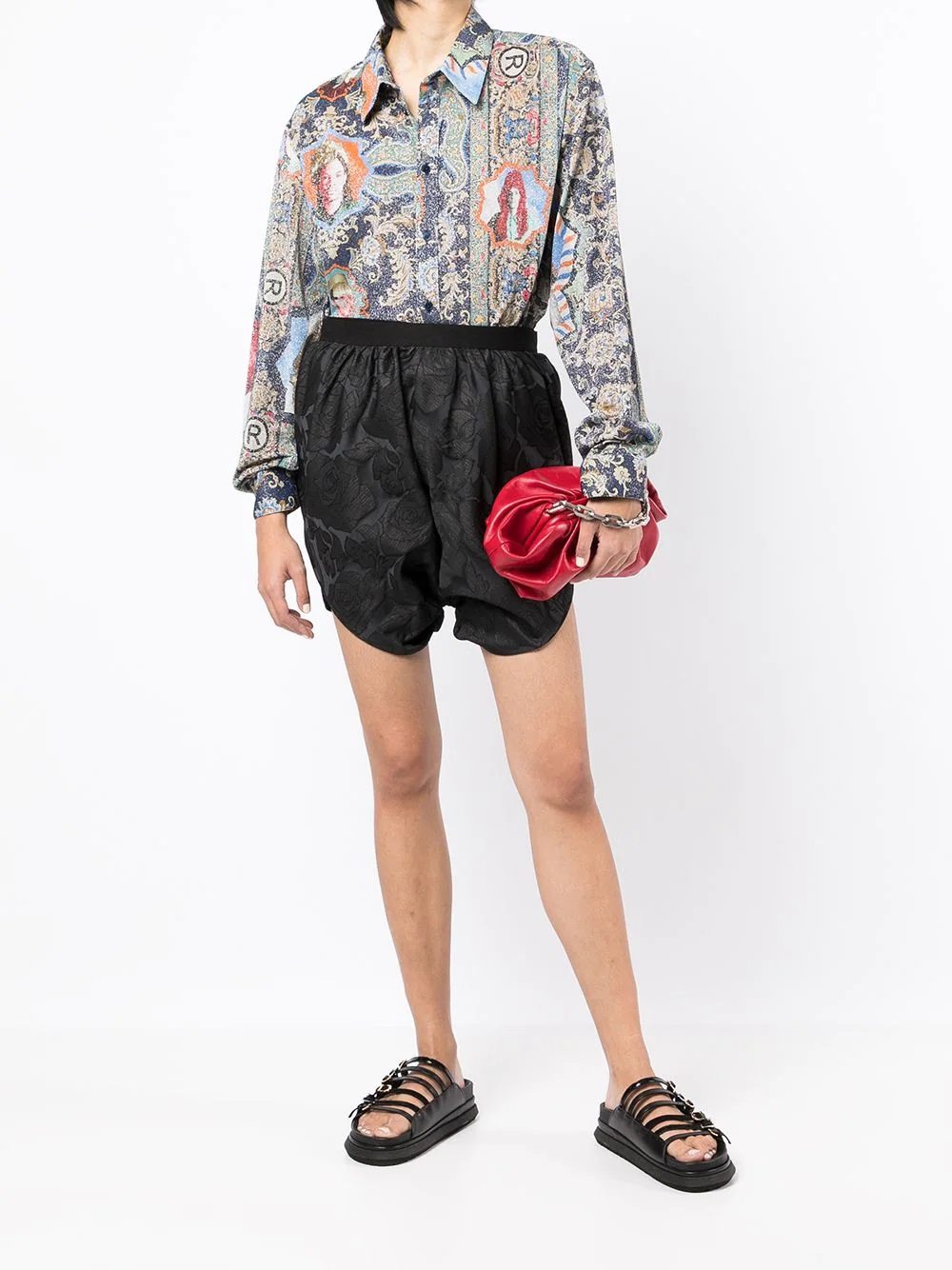 floral-jacquard shorts - 2