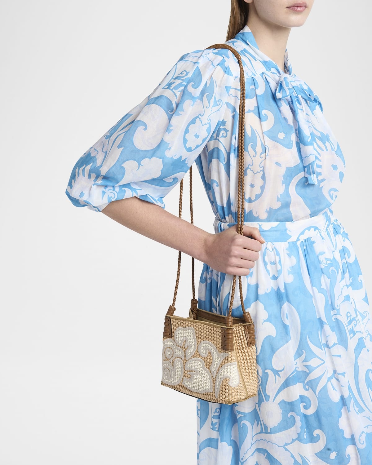 Etro Libra XS Raffia Crossbody Bag | neimanmarcus | REVERSIBLE