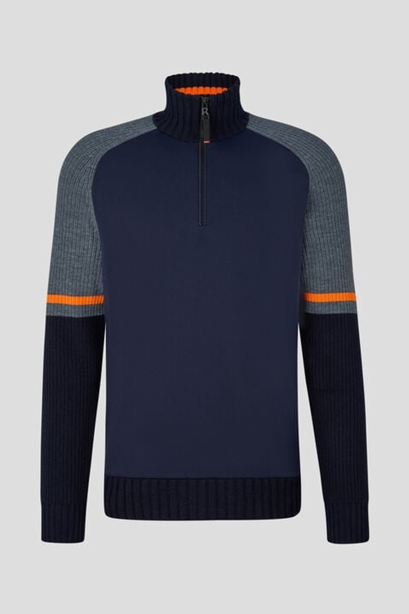 Vades hybrid half-zippered sweater in Blue 1