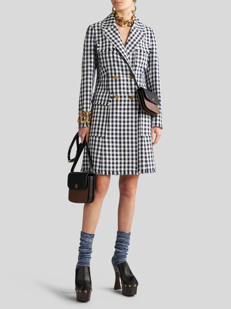 Etro DOUBLE-BREASTED GINGHAM FABRIC COAT outlook