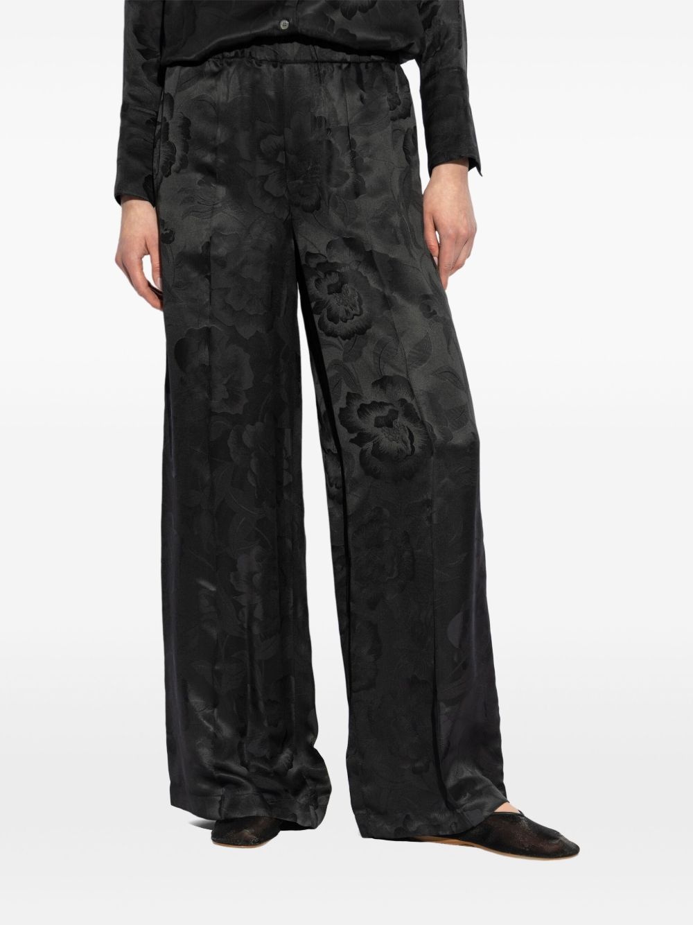 silk-blend straight pants - 3