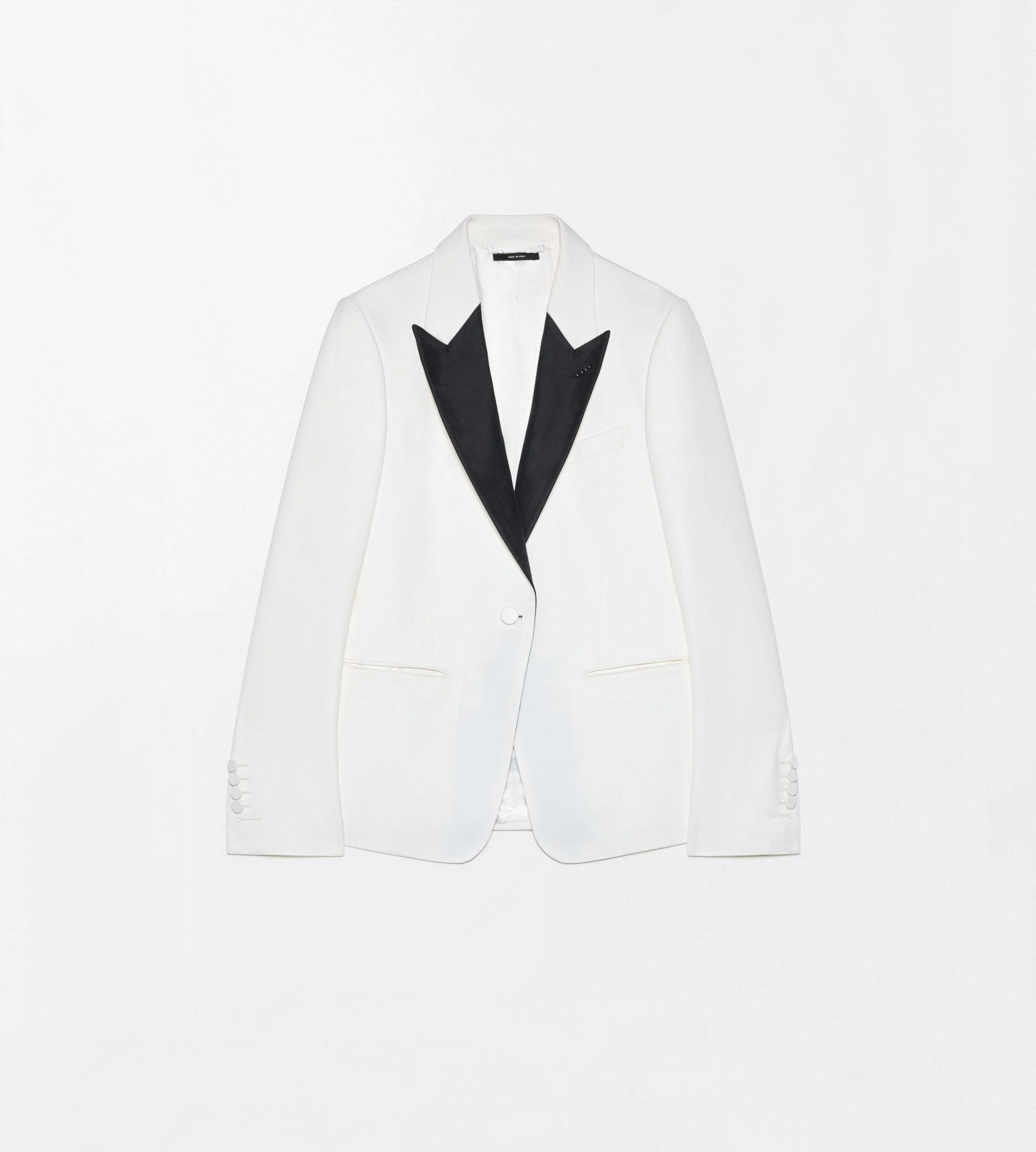 SHARP GRAIN DE POUDRE SINGLE BREASTED TUXEDO BOYFRIEND JACKET - 1