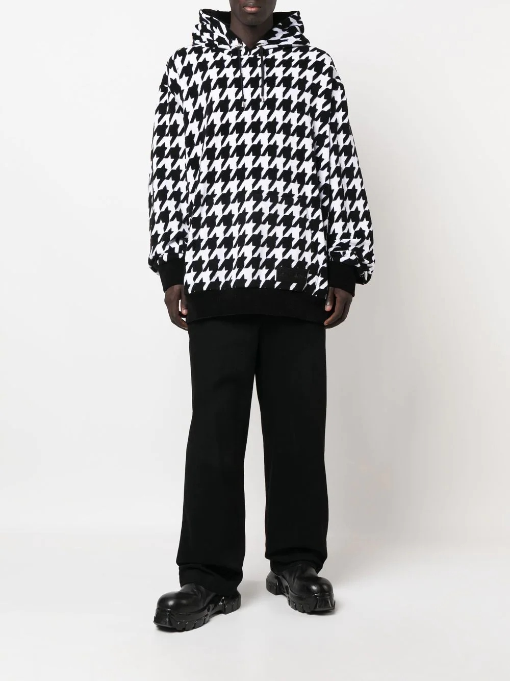 houndstooth knitted hoodie - 2