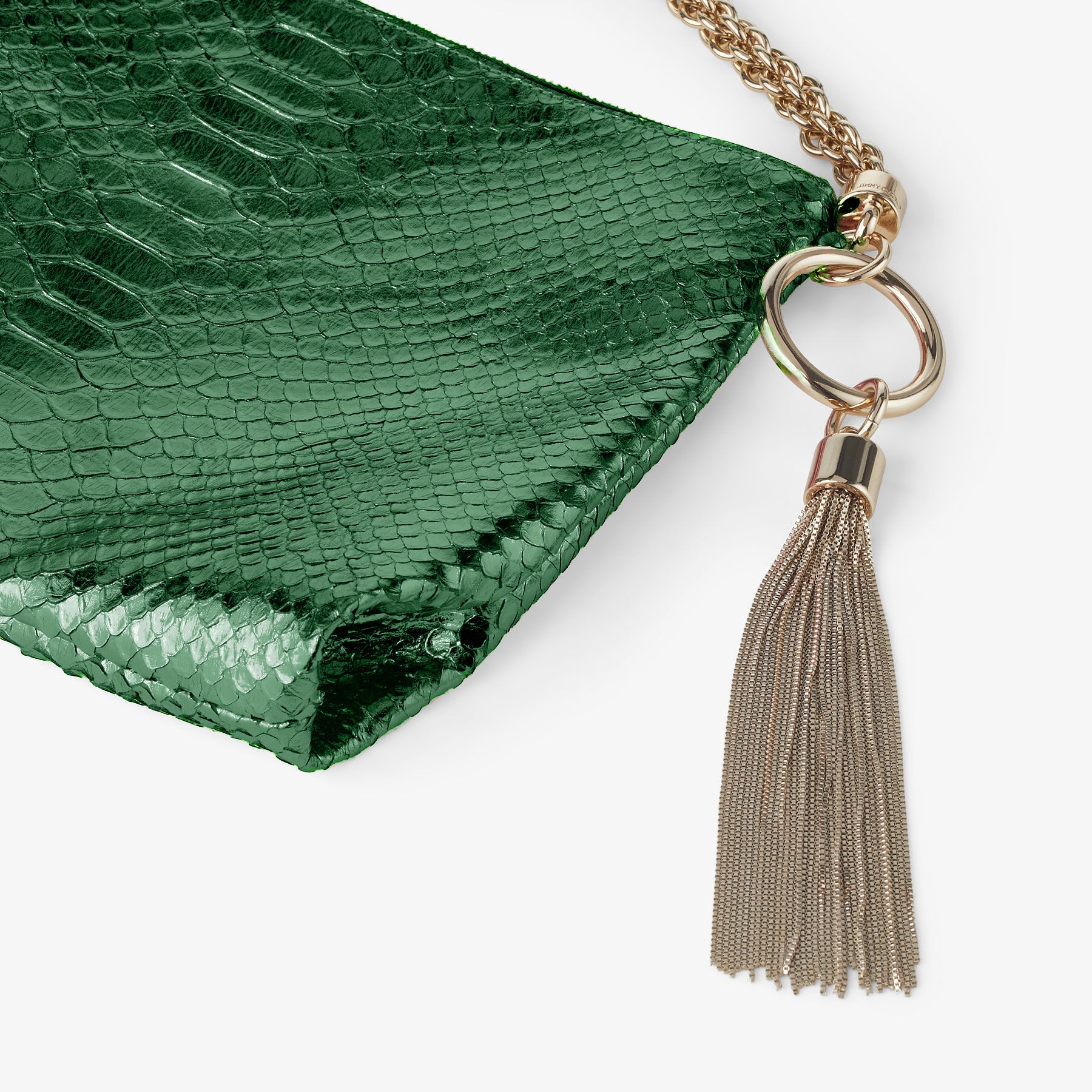 Callie
Dark Green Metallic Snake Printed Leather Clutch Bag - 3