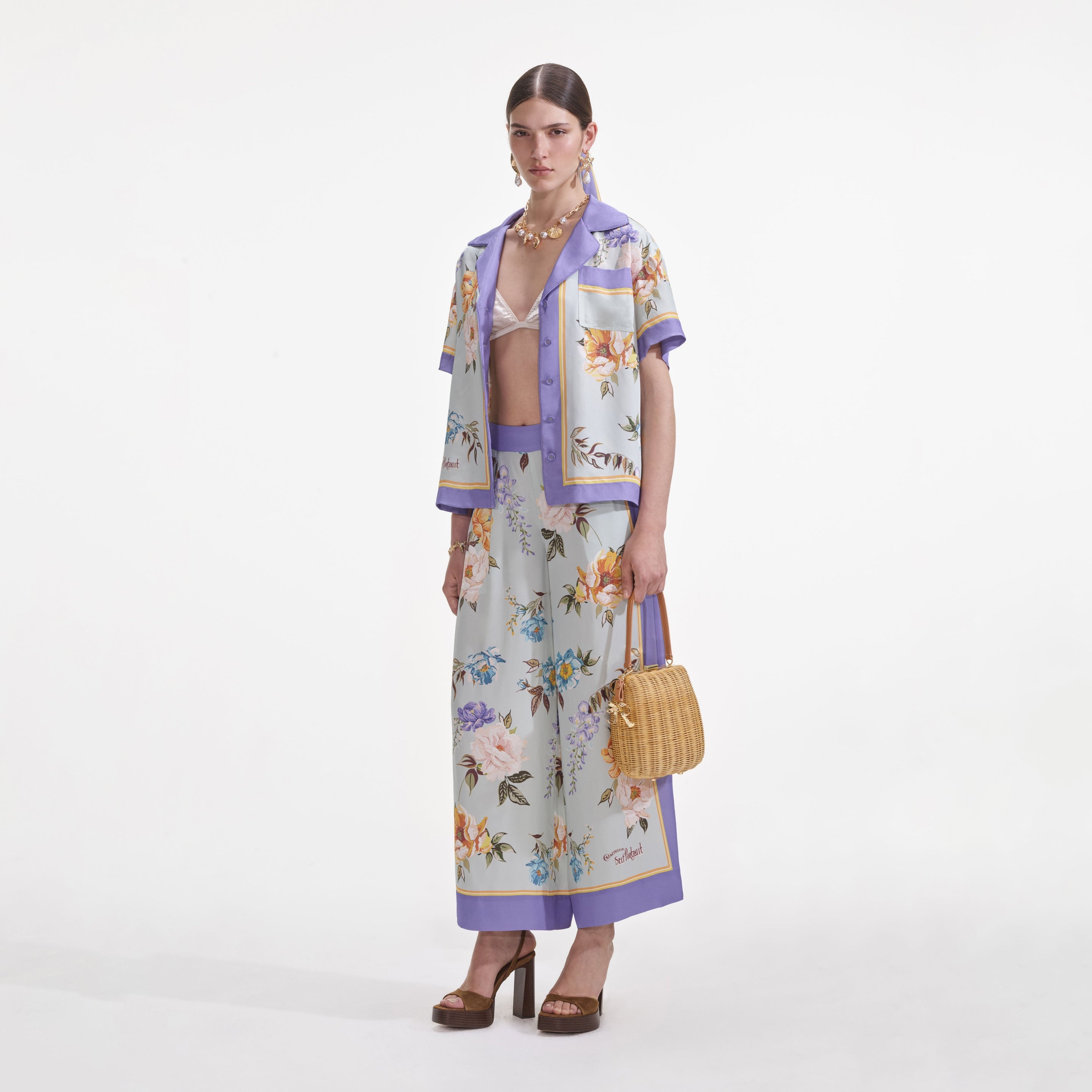 Blue Floral Viscose Shirt - 2