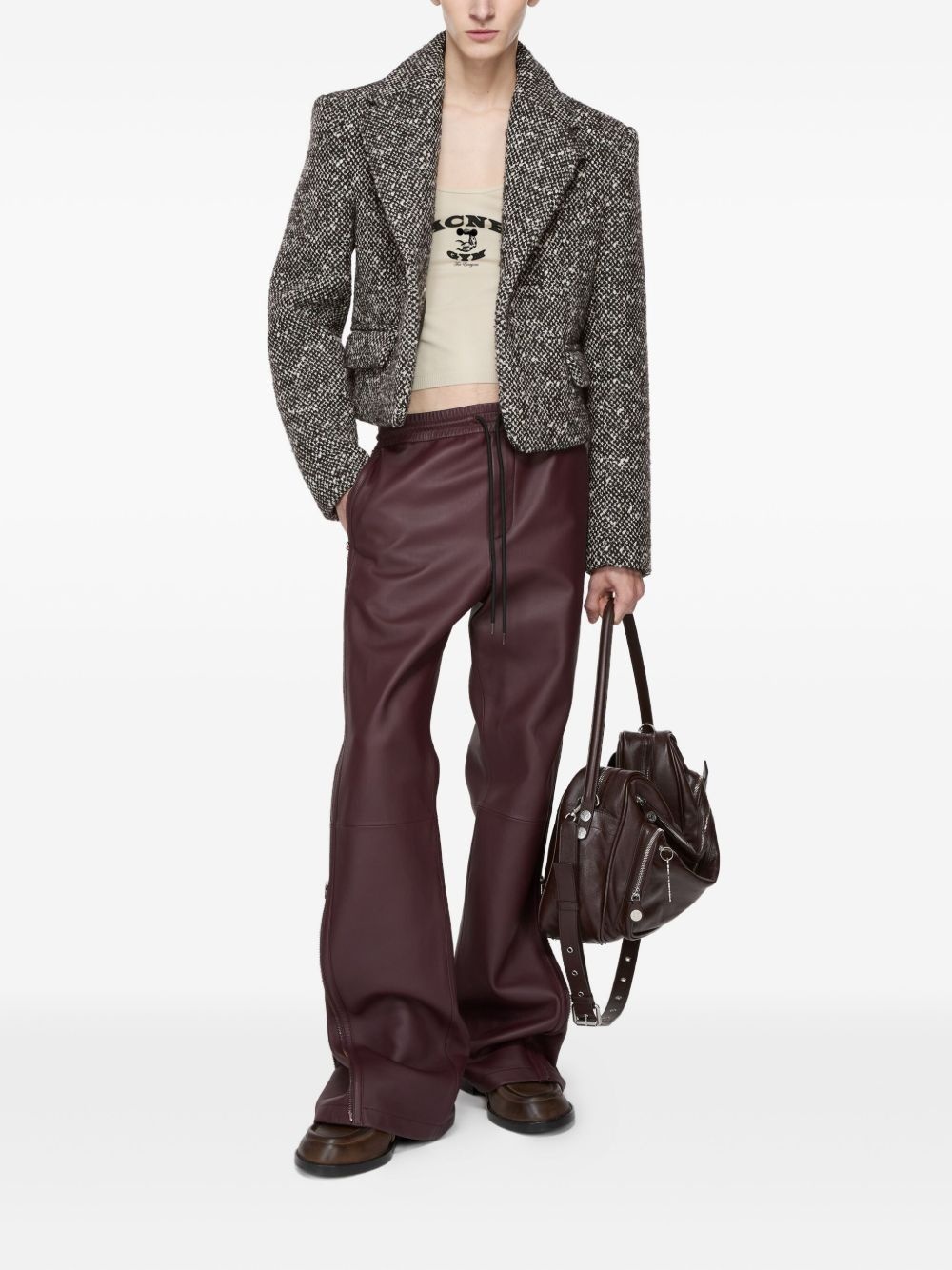 drawstring leather trousers - 2