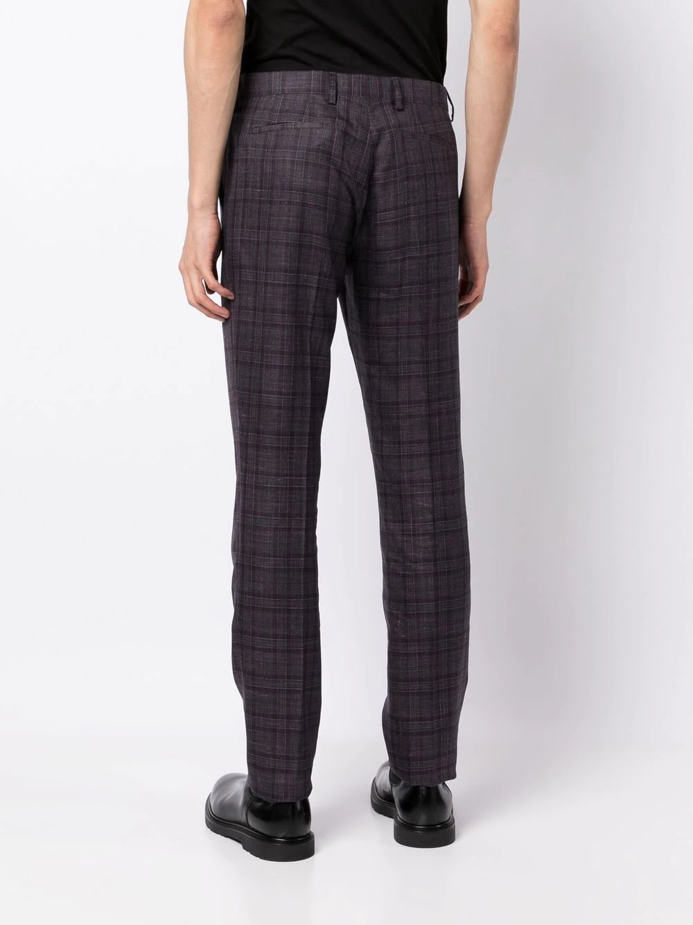 check-pattern straight-leg trousers - 4