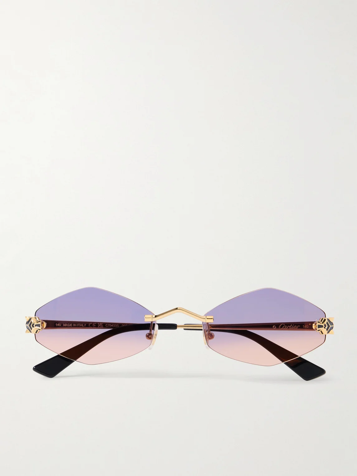 Panthère de Cartier Rimless Hexagon-Frame Gold-Tone Sunglasses - 1