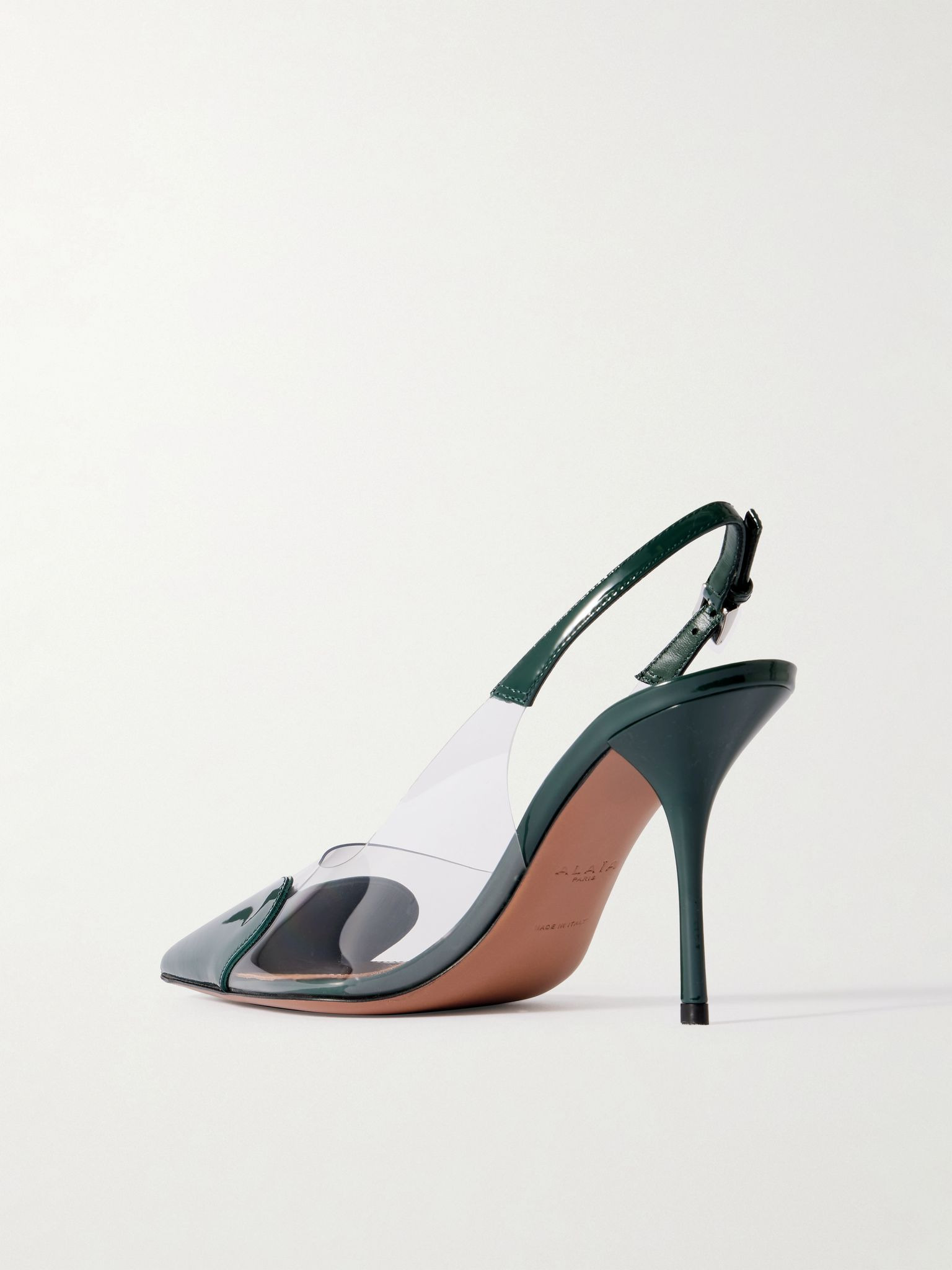 Le Cœur patent-leather and PVC slingback pumps Dark green - 3