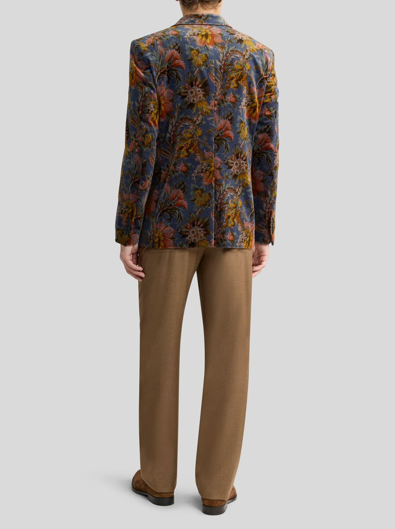 SINGLE-BREASTED JACKET IN STRETCH COTTON VELVET WITH FLORAL MOTIF 4