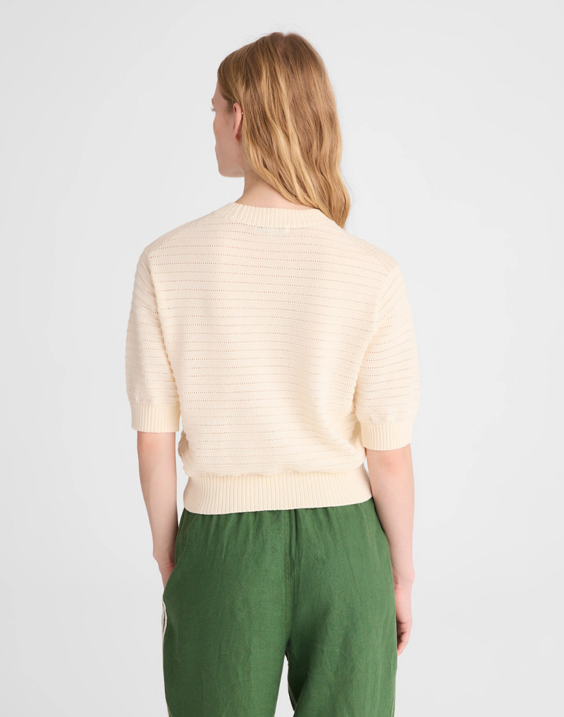 Madewell Textural-Stitch Crewneck Sweater in 100% Cotton outlook