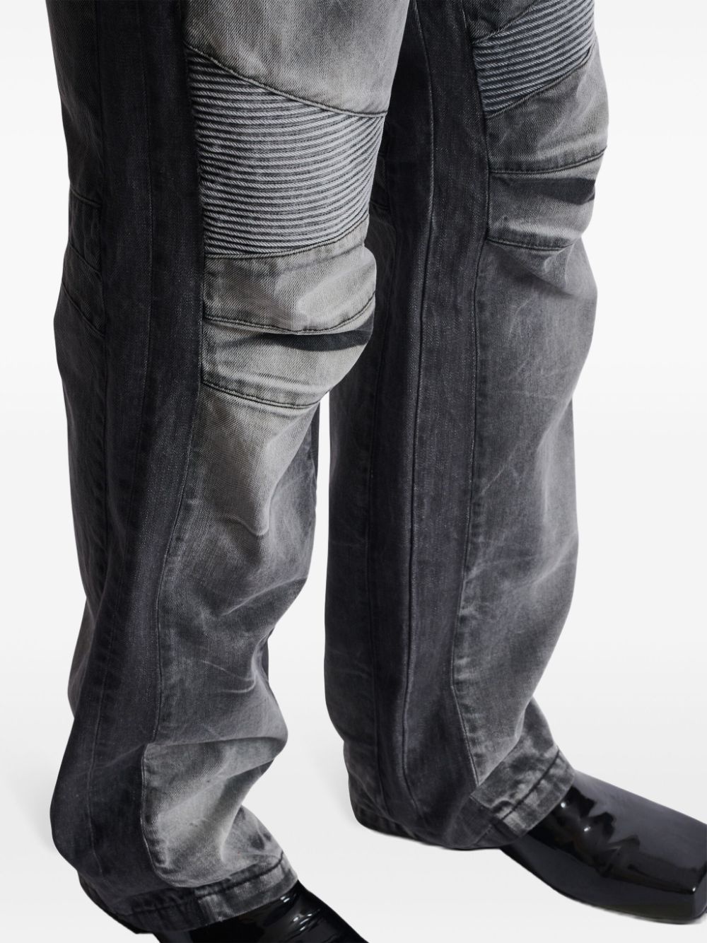 Balmain ribbed-knee biker jeans farfetch REVERSIBLE