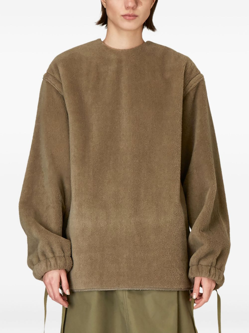 drawstring-cuff wool top - 1