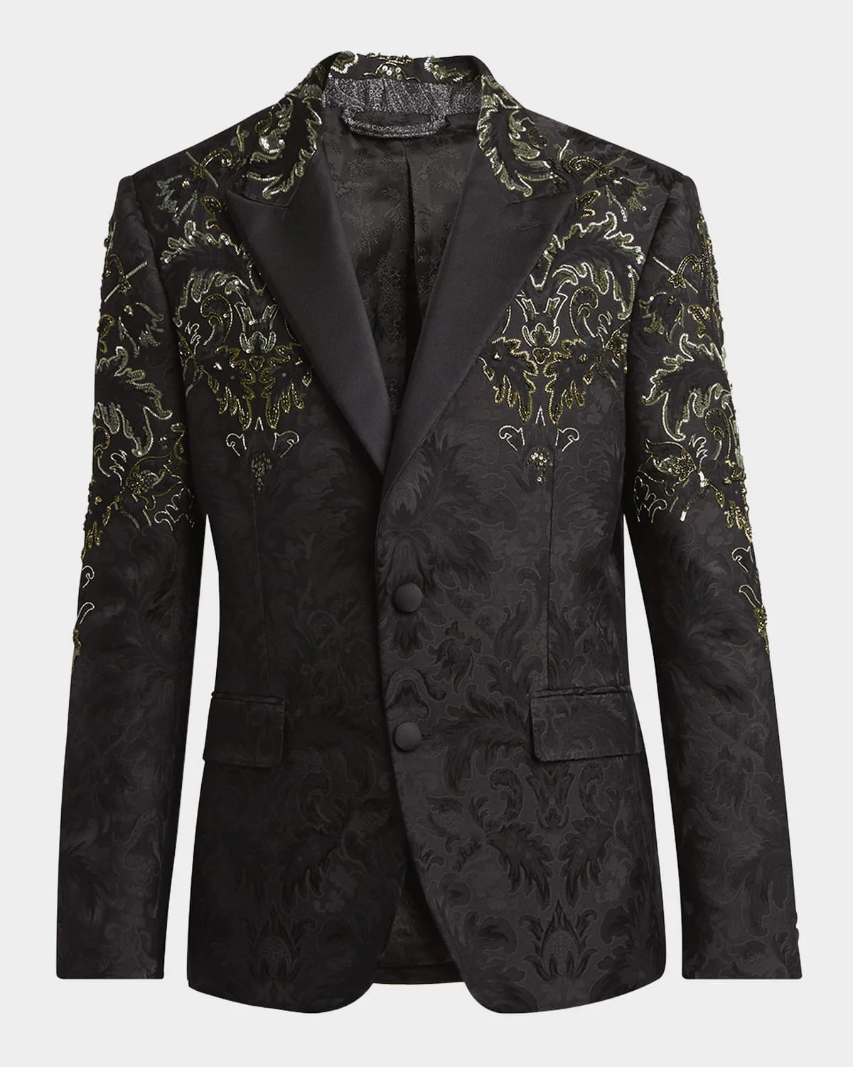 Men's Embroidered Damask Jacquard Evening Jacket - 1