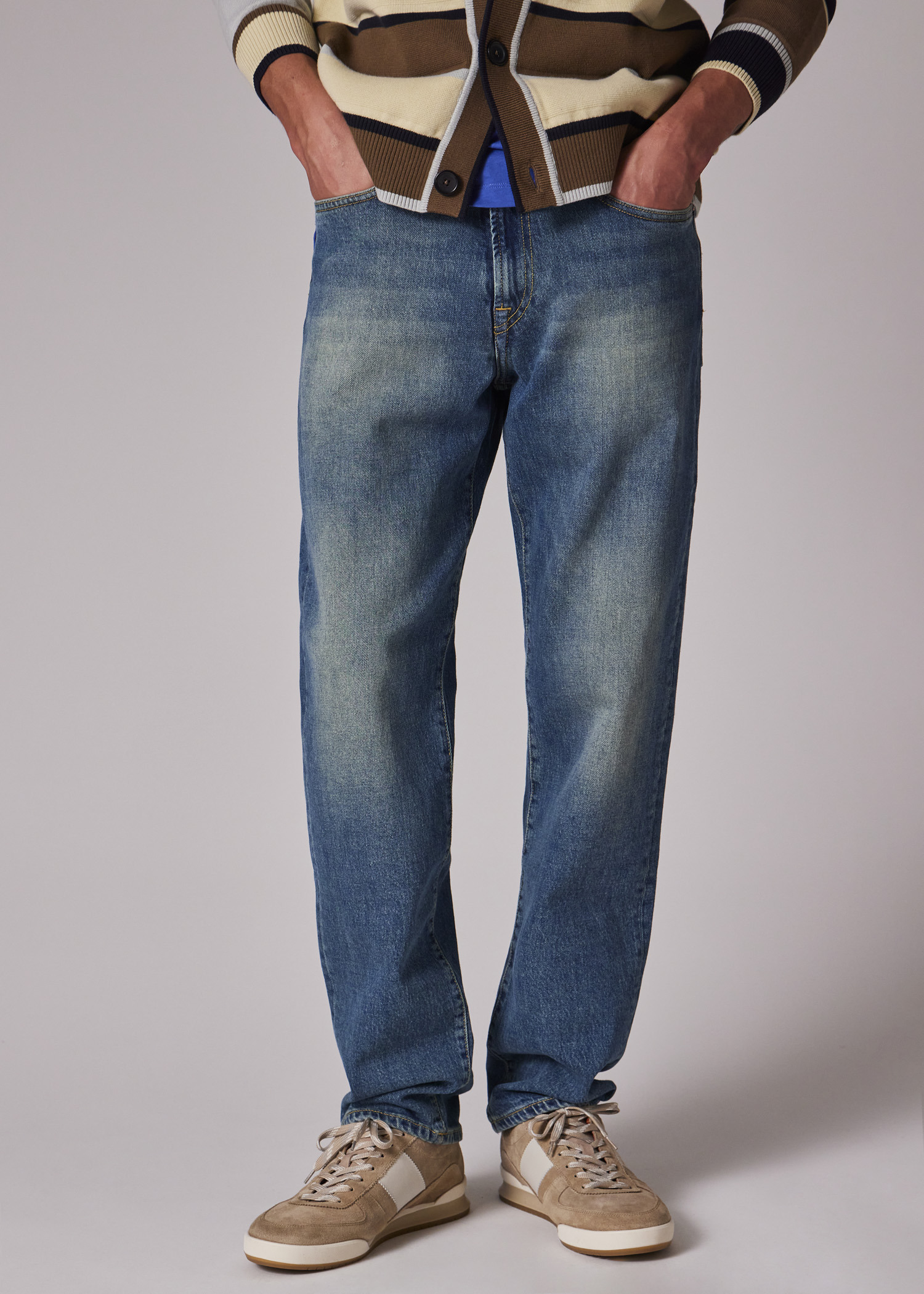 Relaxed Tapered-Fit Antique-Wash Organic Vintage Stretch Jeans - 5