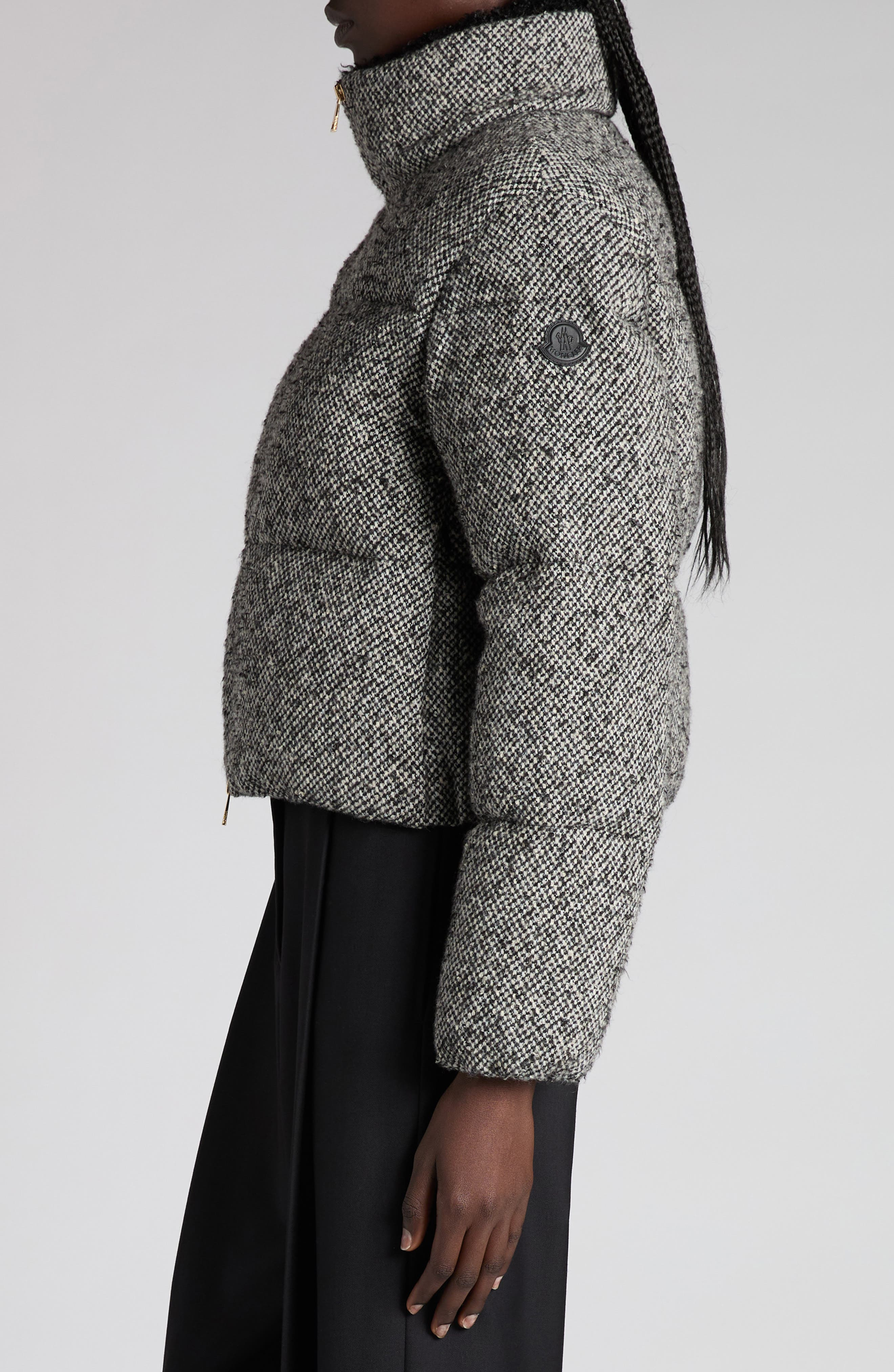 Moncler Brezesse Tweed Down Jacket in Black Check at Nordstrom - 4
