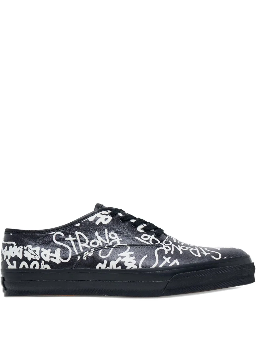 message-printed leather sneakers - 1