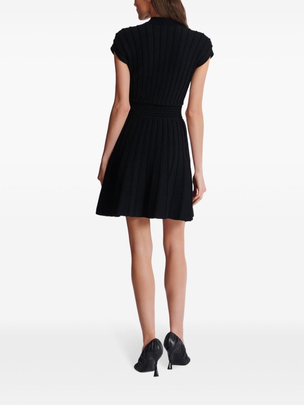 buttoned velvet mini dress - 4