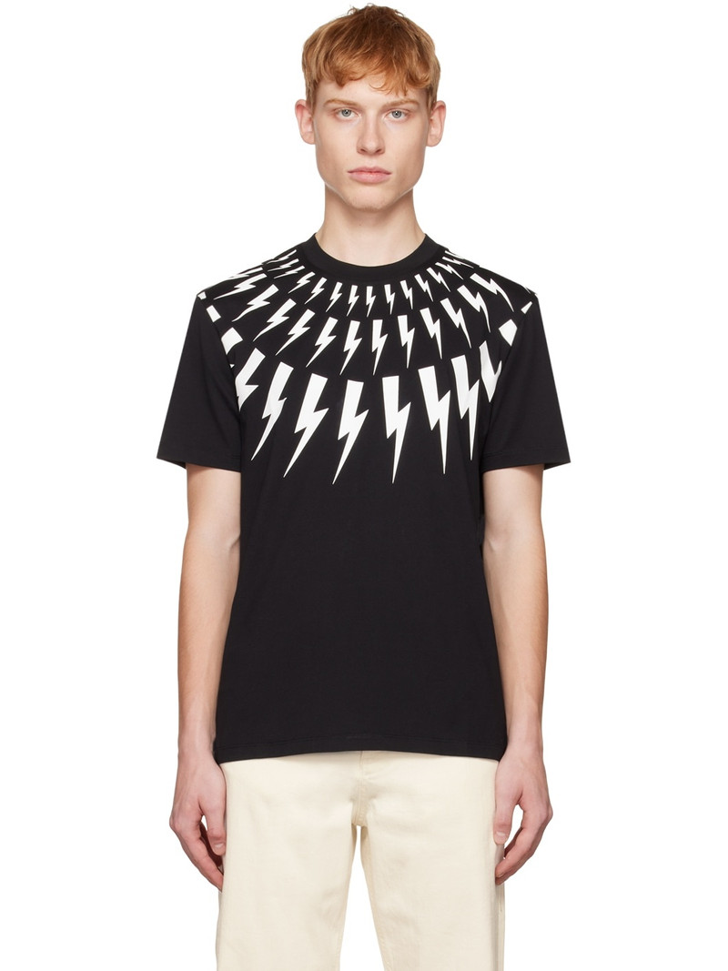 Black Fair Isle Thunderbolt T-Shirt - 1