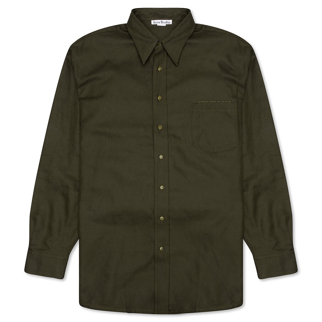 ACNE STUDIOS LINEN BLEND SHIRT - DARK OLIVE - 1