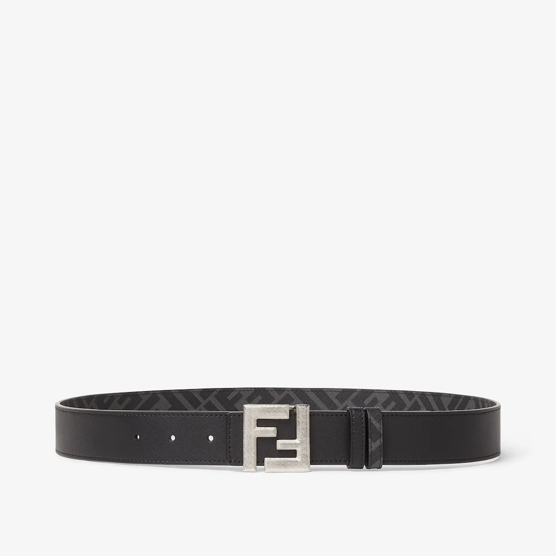 FF Squared Belt Black leather and black FF canvas reversible belt - 1