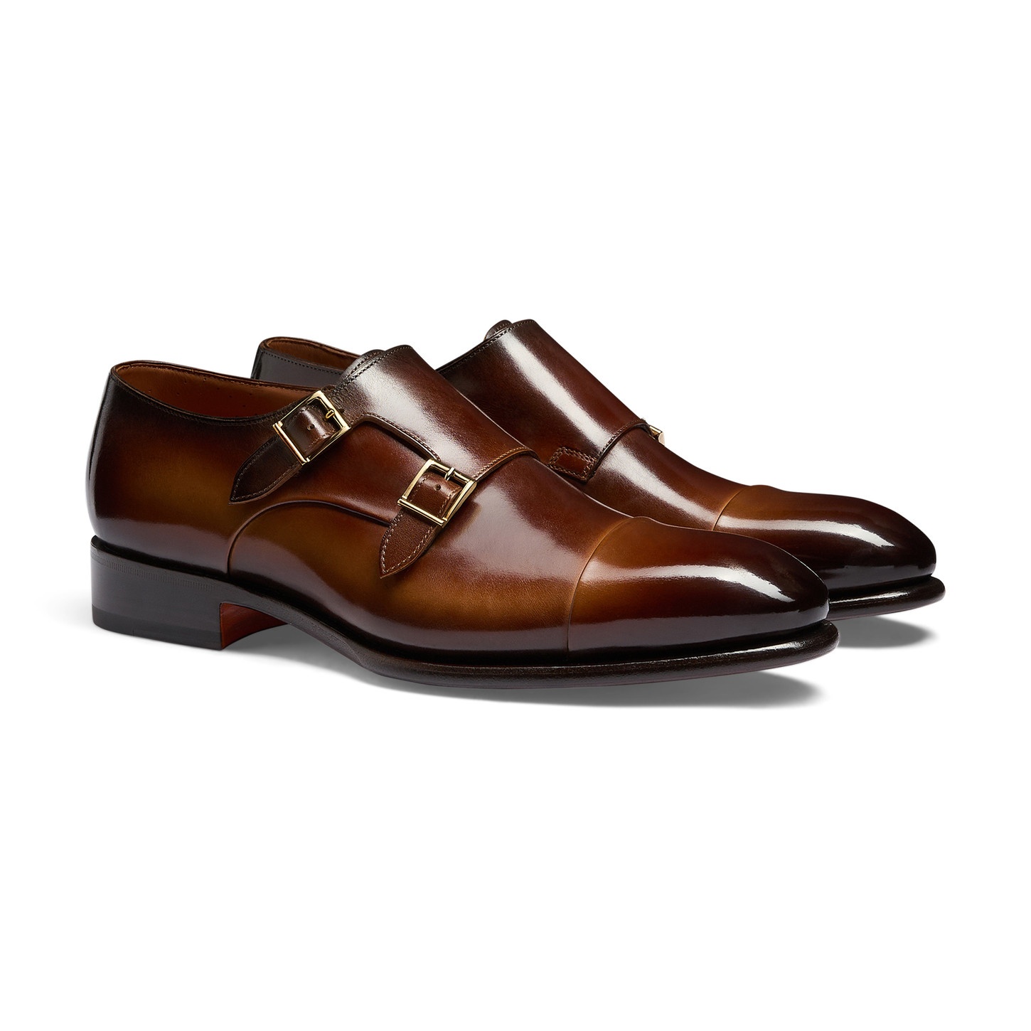 Men's dark brown leather double-buckle shoe - 3