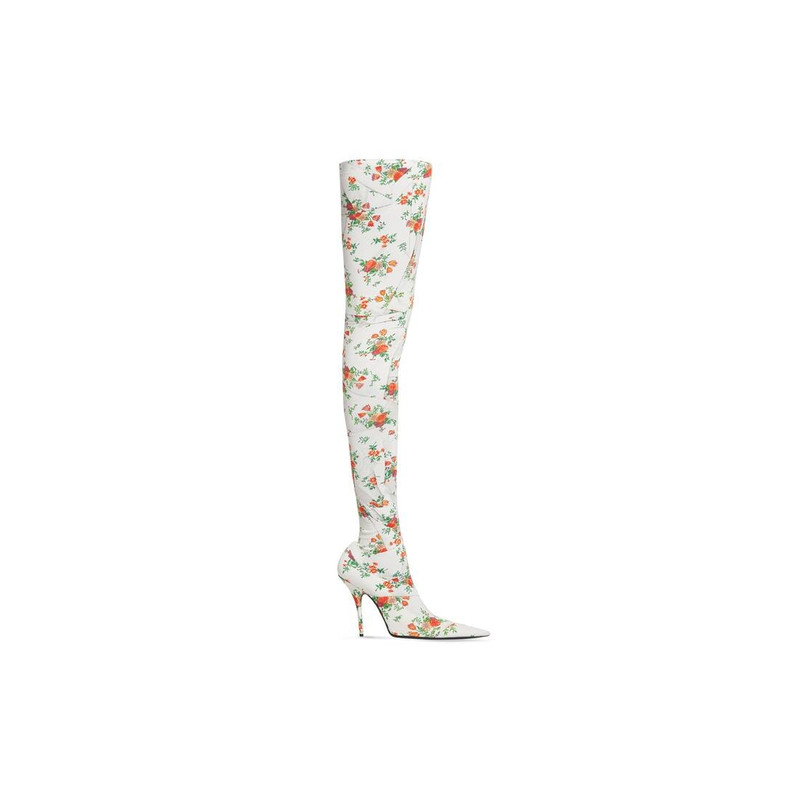 knife 110mm over-the-knee boot paper crush floral printed 1