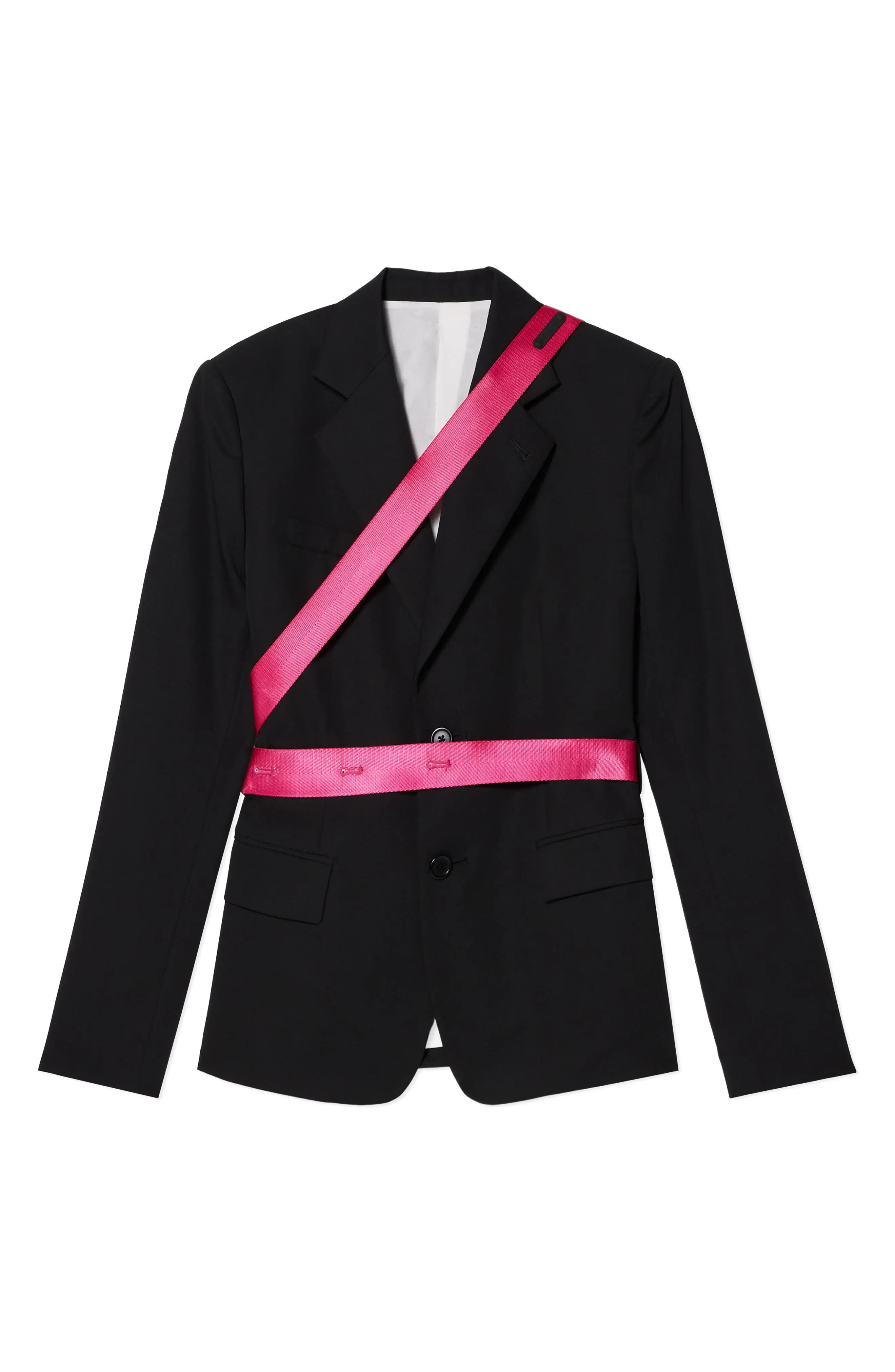 Seatbelt Virgin Wool Sport Coat in Black/Pink - 4