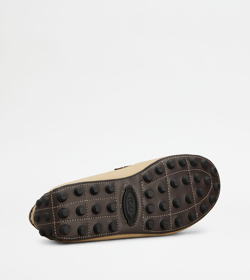 GOMMINO BUBBLE LOAFERS IN CANVAS AND LEATHER - BEIGE, BROWN 4